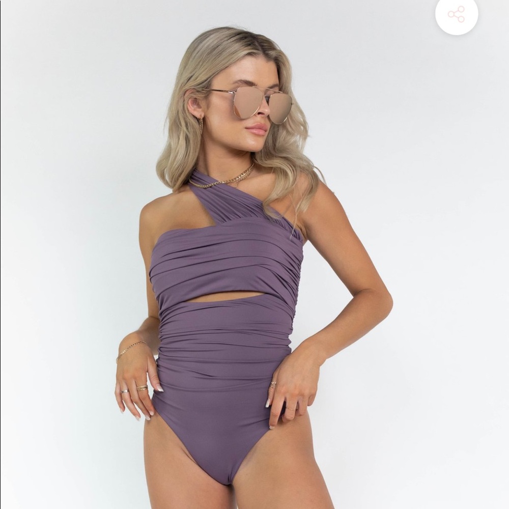 Kittenish plum Maui one piece